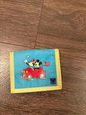 Disney Blue and Yellow Kids Wallet with Mickey & Minnie Car Art